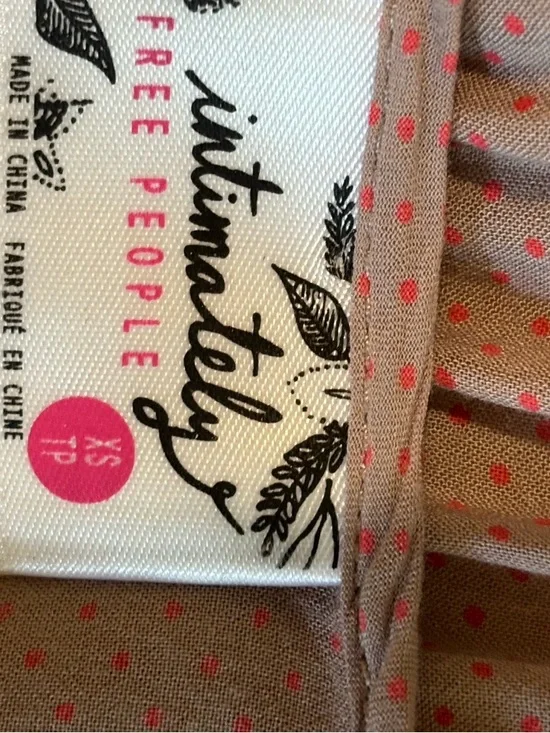 Free People Intimately Pink Polka Dot Lace Trim Tunic Top XS - Picture 3 of 7